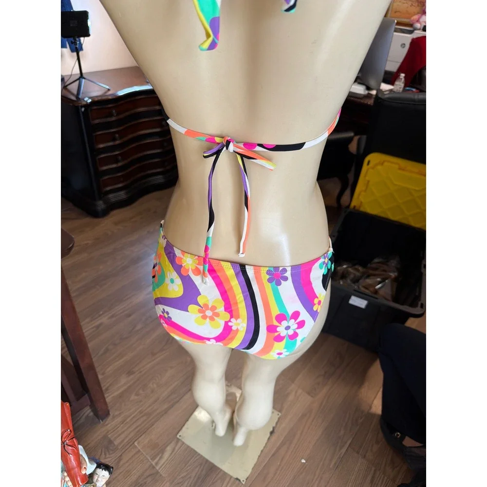 Women’s Floral Halter Bikini Top and Bottom - Multicolor